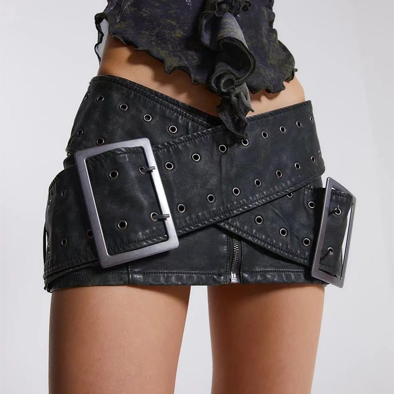 Cross Belt Vintage Mini Skirt