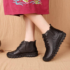 Handmade Casual Soft Sole Platform Flat Leather Shoes