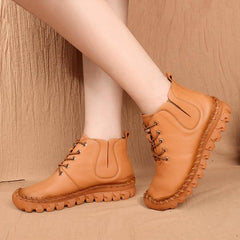 Handmade Casual Soft Sole Platform Flat Leather Shoes