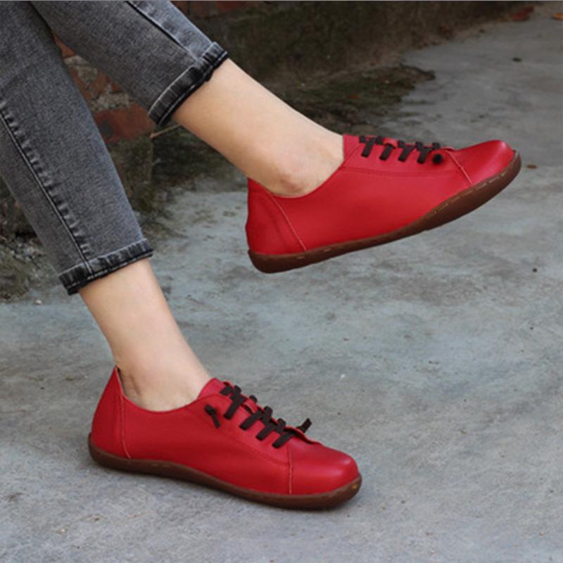 Handmade Elastic Leather Flat Shoes