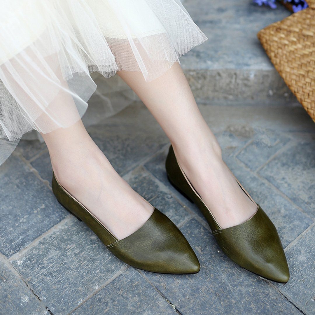 Handmade Pointed Toe Leather Flats