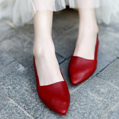 Handmade Pointed Toe Leather Flats