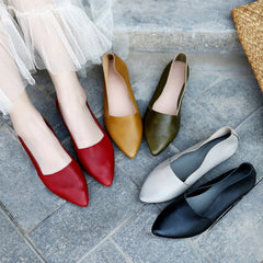 Handmade Pointed Toe Leather Flats