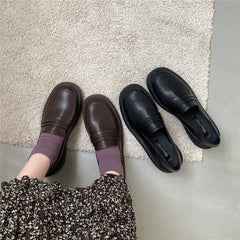 JK Shoes Black Single Shoes College Style