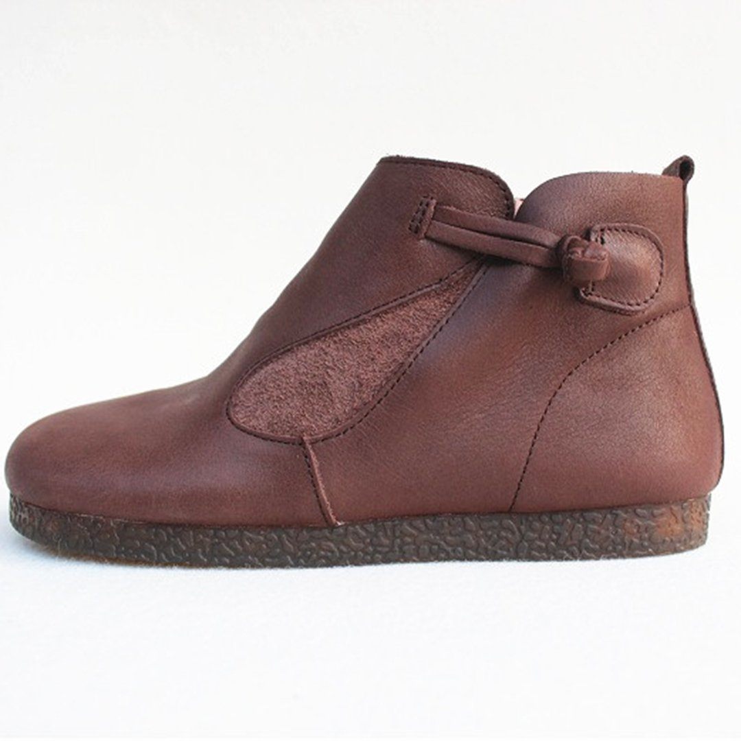 Knob Knot Leather Boots