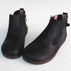 Knob Knot Leather Boots