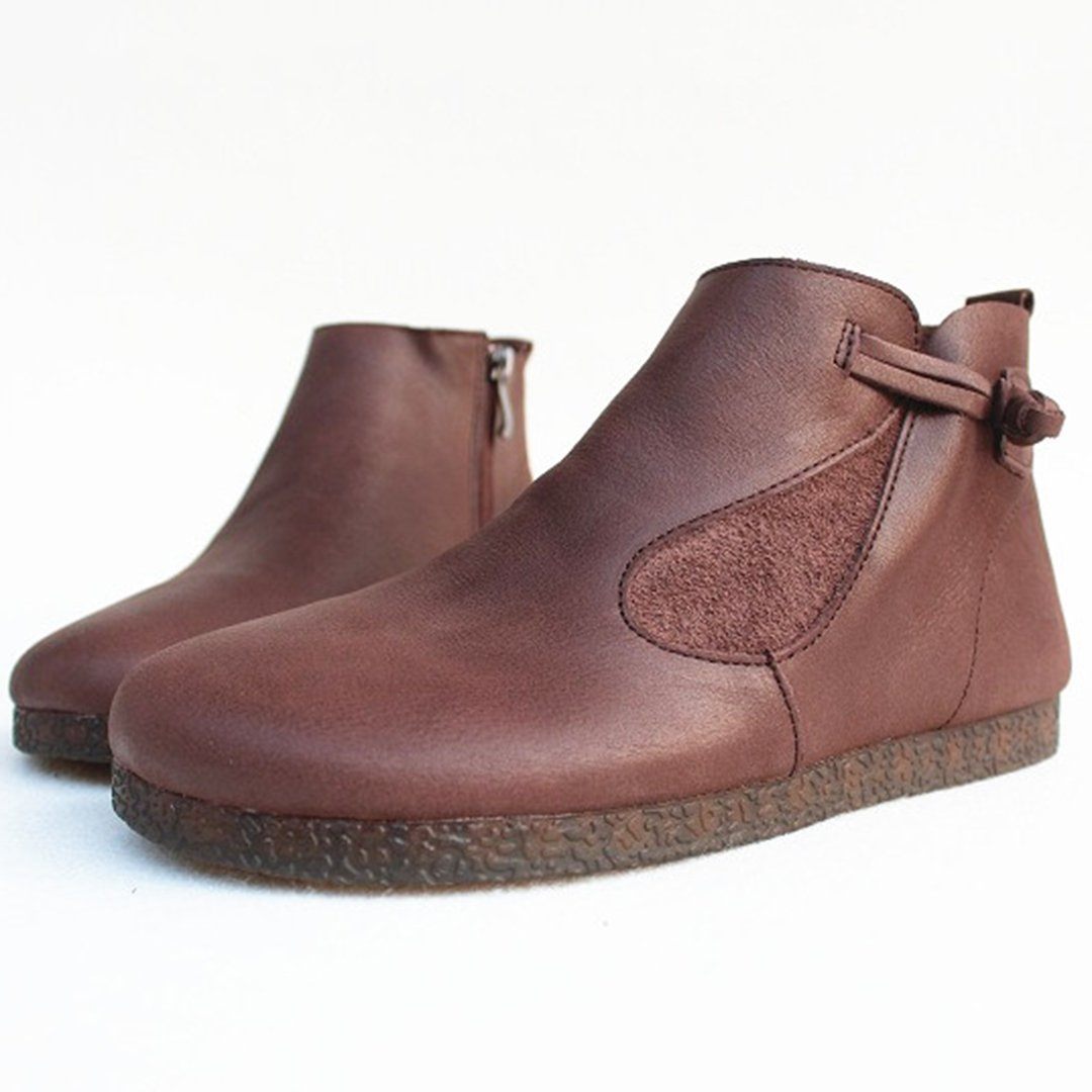 Knob Knot Leather Boots