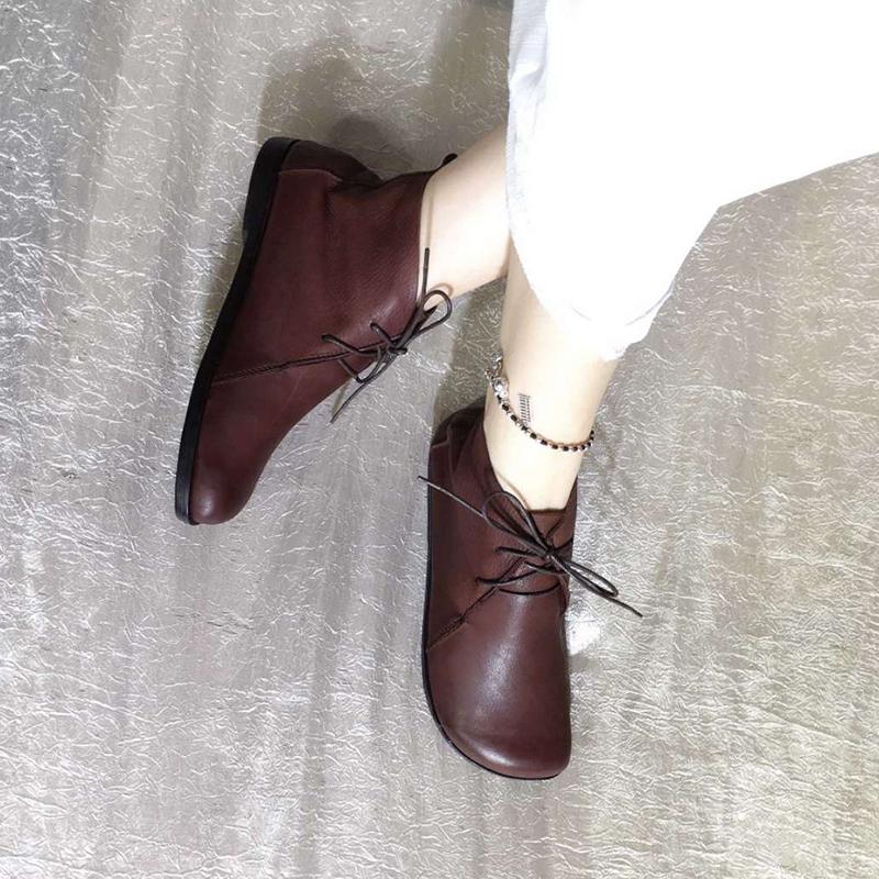 Lace-up Short Flat Shoes