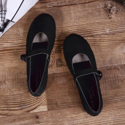 Leather Buckle Retro Handmade Flat Shoes 34-41