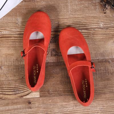 Leather Buckle Retro Handmade Flat Shoes 34-41