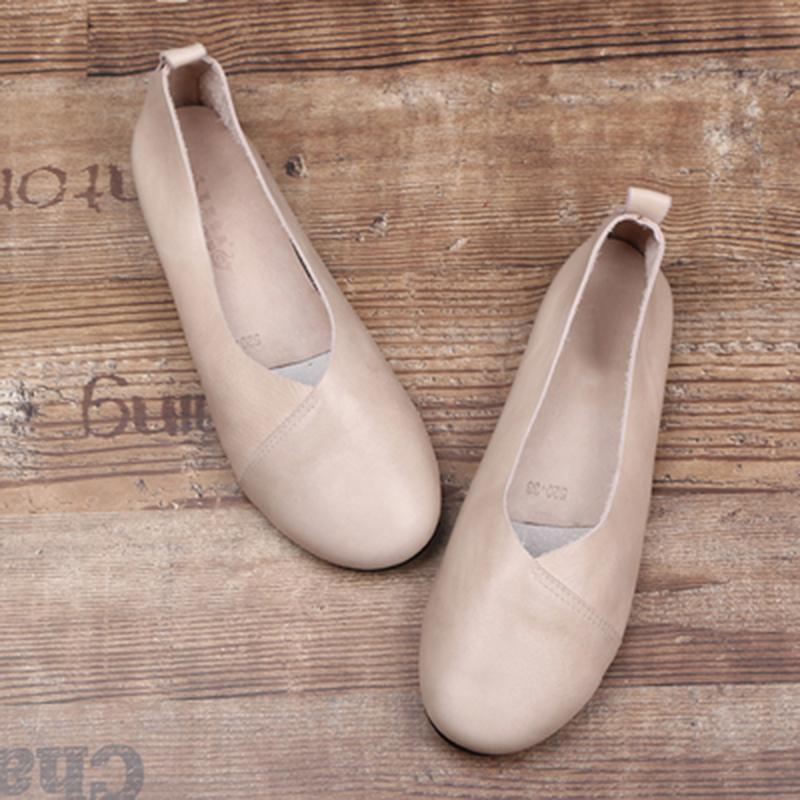 Leather Handmade Spring Retro Flat Shoes 33-41