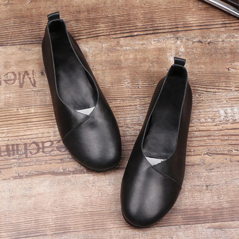 Leather Handmade Spring Retro Flat Shoes 33-41