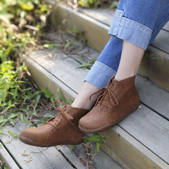 Leather Lace-Up Handmade Boots 35-42