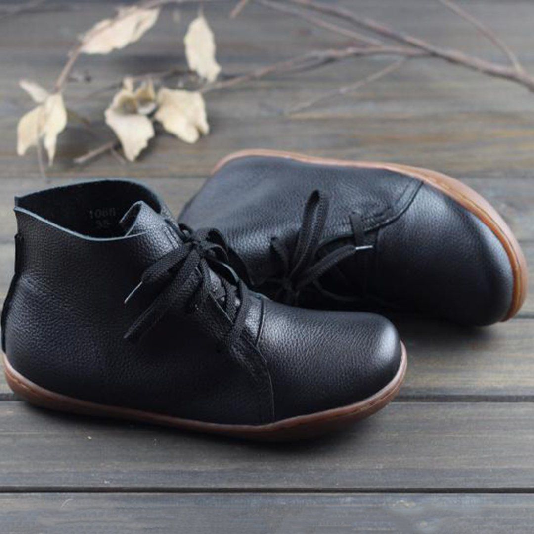 Leather Lace-Up Handmade Boots 35-42