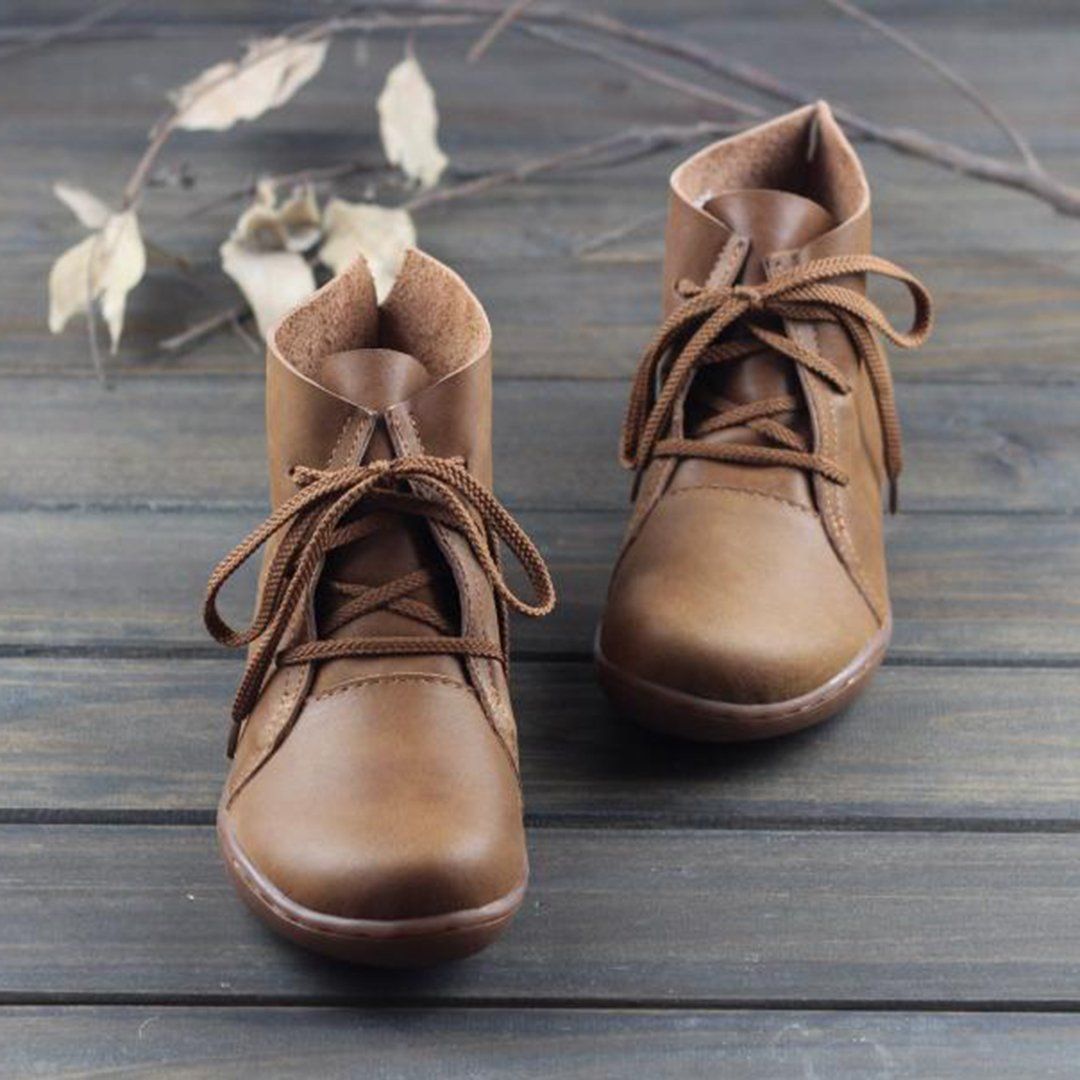 Leather Lace-Up Handmade Boots 35-42