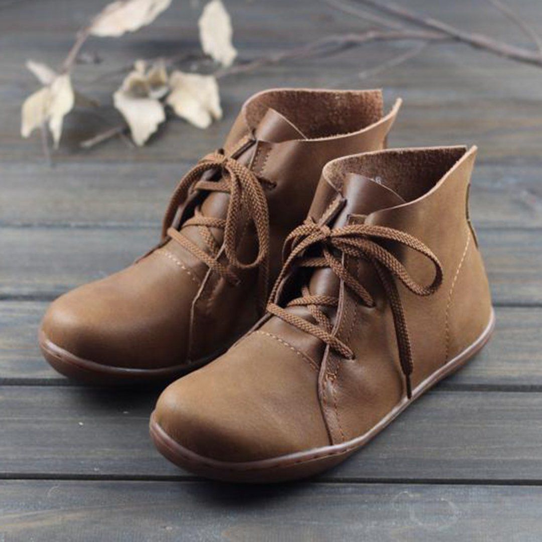 Leather Lace-Up Handmade Boots 35-42