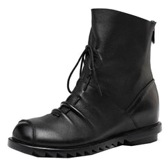 Leather Martin Boots Low Heel Zipper Women Boots