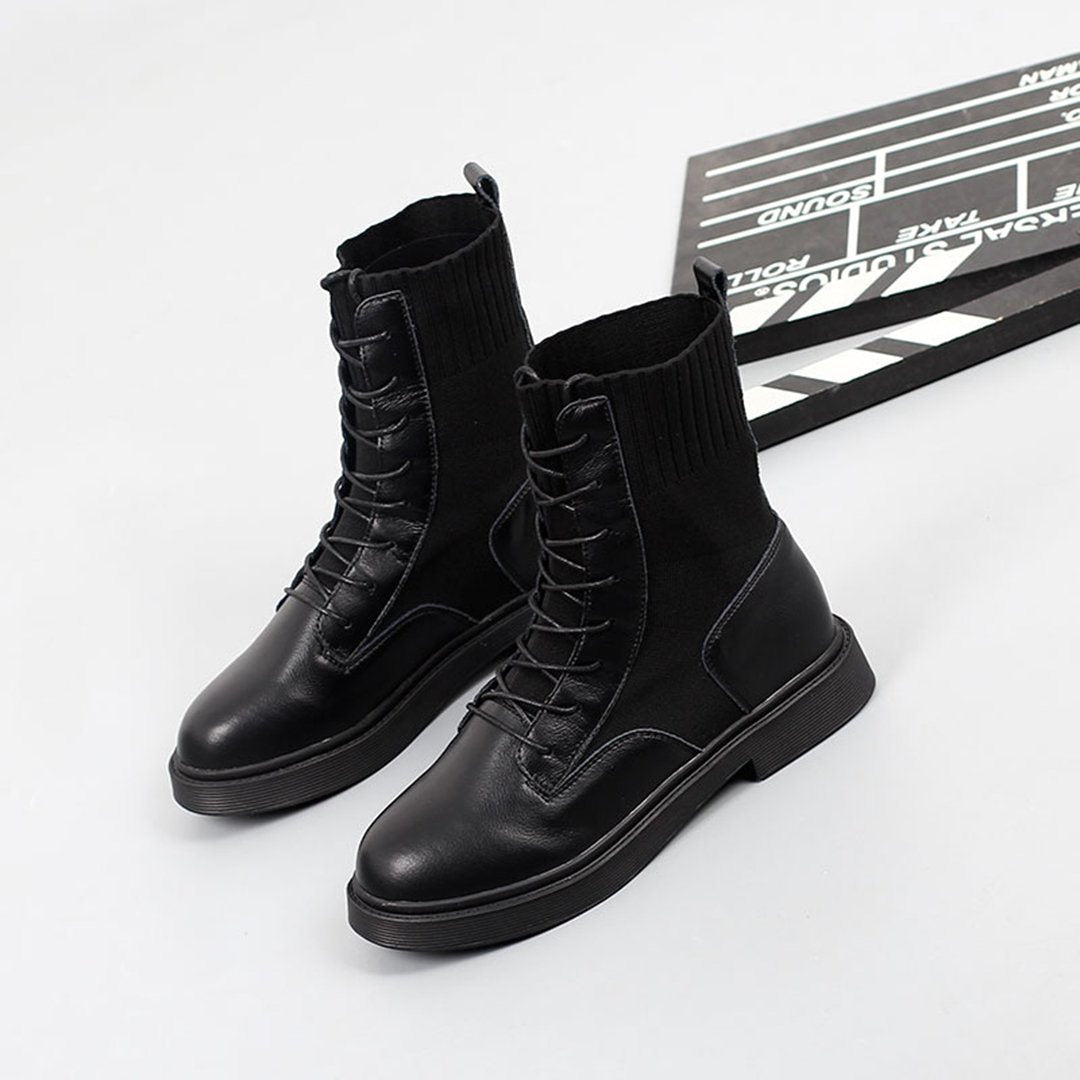 Leather Paneled Martin Boots