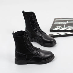 Leather Paneled Martin Boots