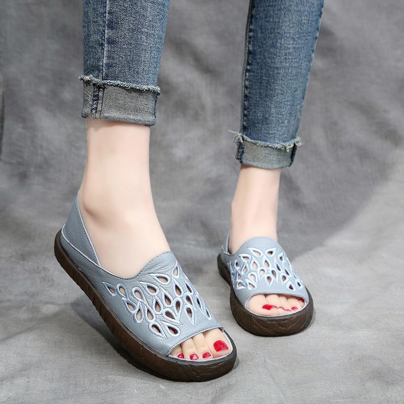 Leather Retro Casual Summer Women's Shoes 35-41