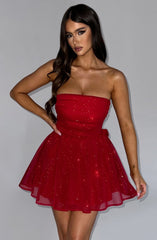 Melinda Mini Dress - Red Sparkle