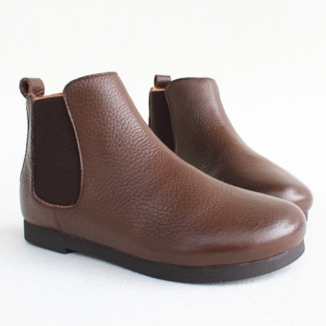 Paneled Leather Ankle Boots