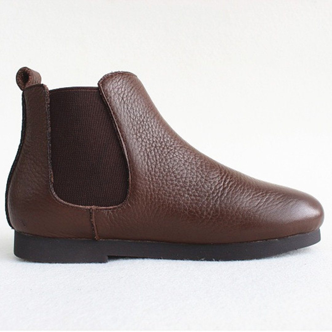 Paneled Leather Ankle Boots