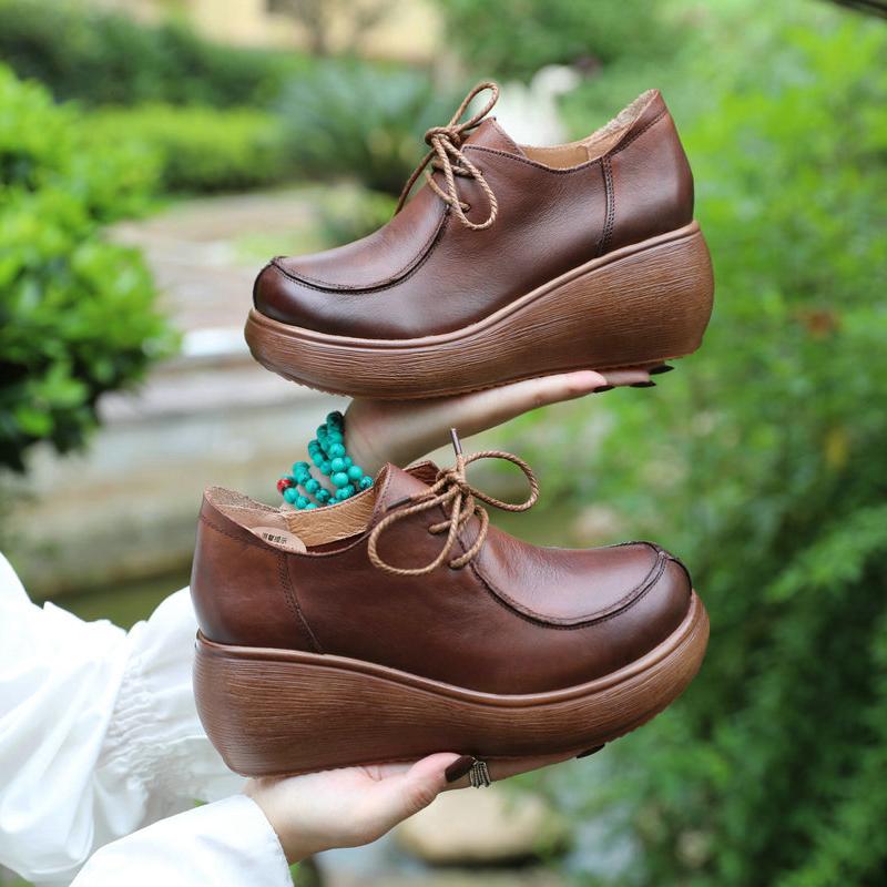 Platform Soft Spring And Autumn Lace-up Shoes