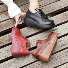 Platform Soft Spring And Autumn Lace-up Shoes