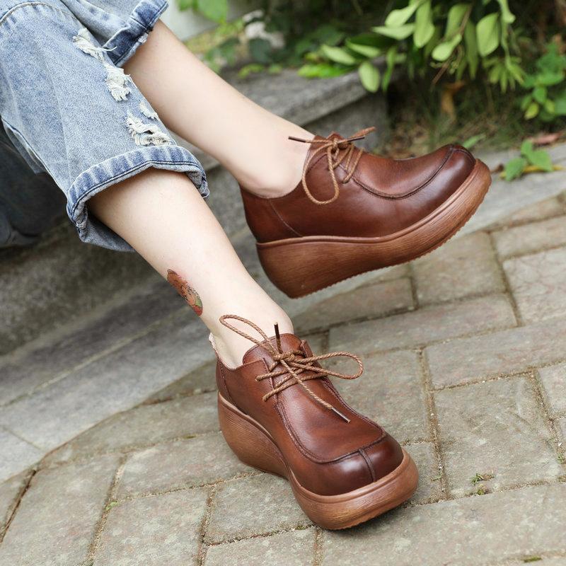 Platform Soft Spring And Autumn Lace-up Shoes