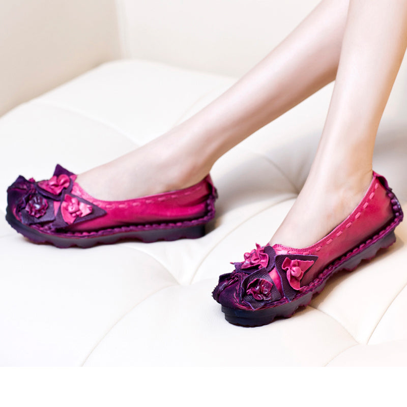 Plus Size Women Summer Retro Leather Antiskid Casual Shoes