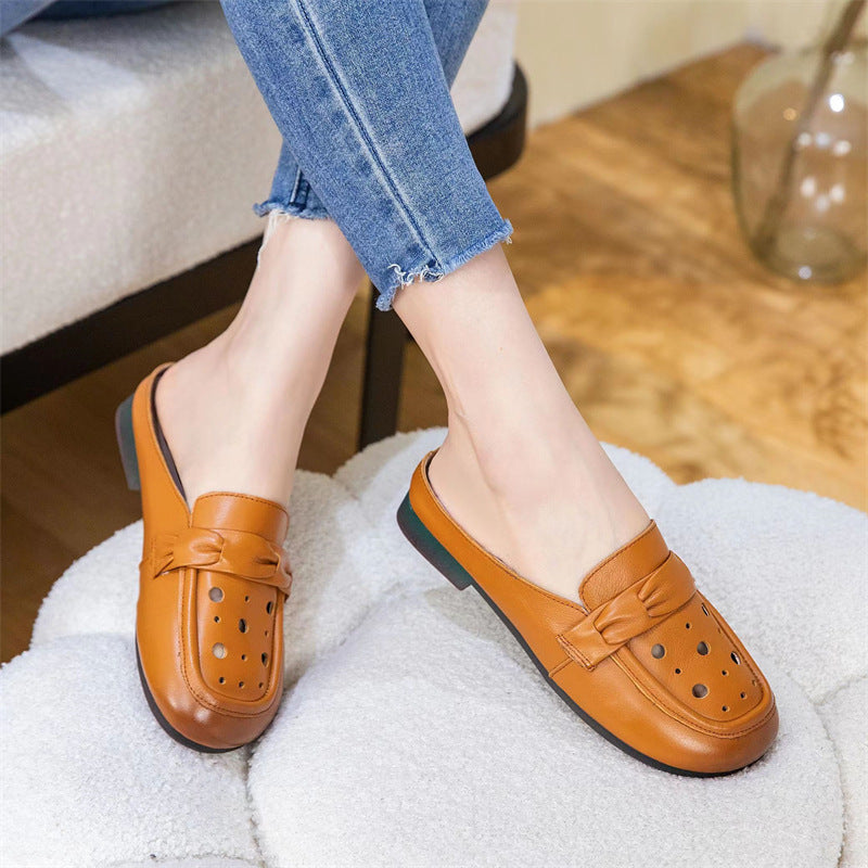 Retro Hollow Soft Soled Slip- On Shoes for Women