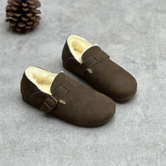 Retro Leather Handmade Winter Furred Casual Shoes