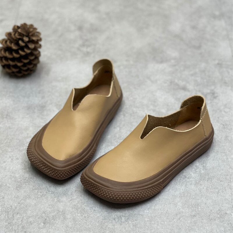 Retro Soft Leather Handcraft Flat Casual Shoes