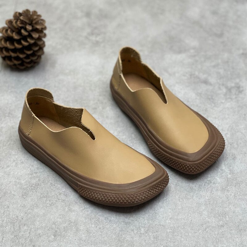 Retro Soft Leather Handcraft Flat Casual Shoes