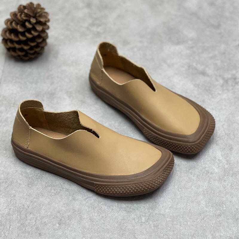 Retro Soft Leather Handcraft Flat Casual Shoes