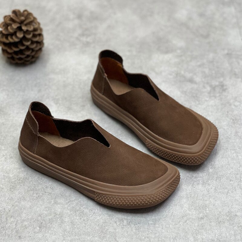 Retro Soft Leather Handcraft Flat Casual Shoes