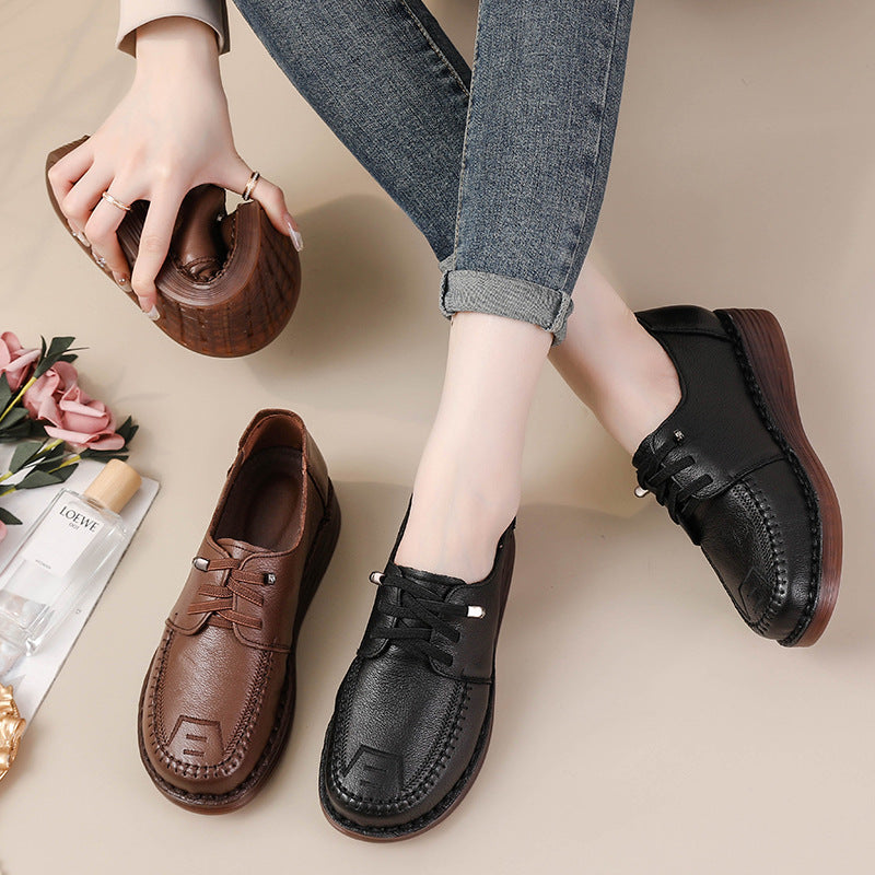 Retro Soft Soled Leather Shoes for Women