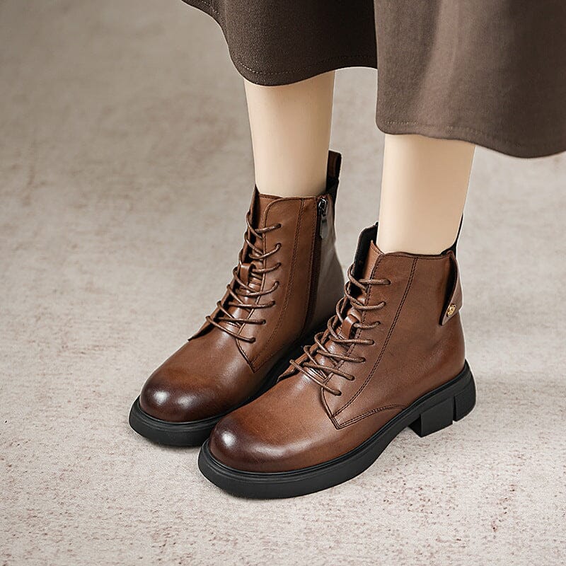 Retro Solid Leather Casual Fashion Autumn Boots