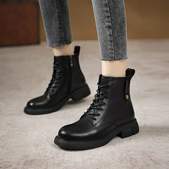 Retro Solid Leather Casual Fashion Autumn Boots