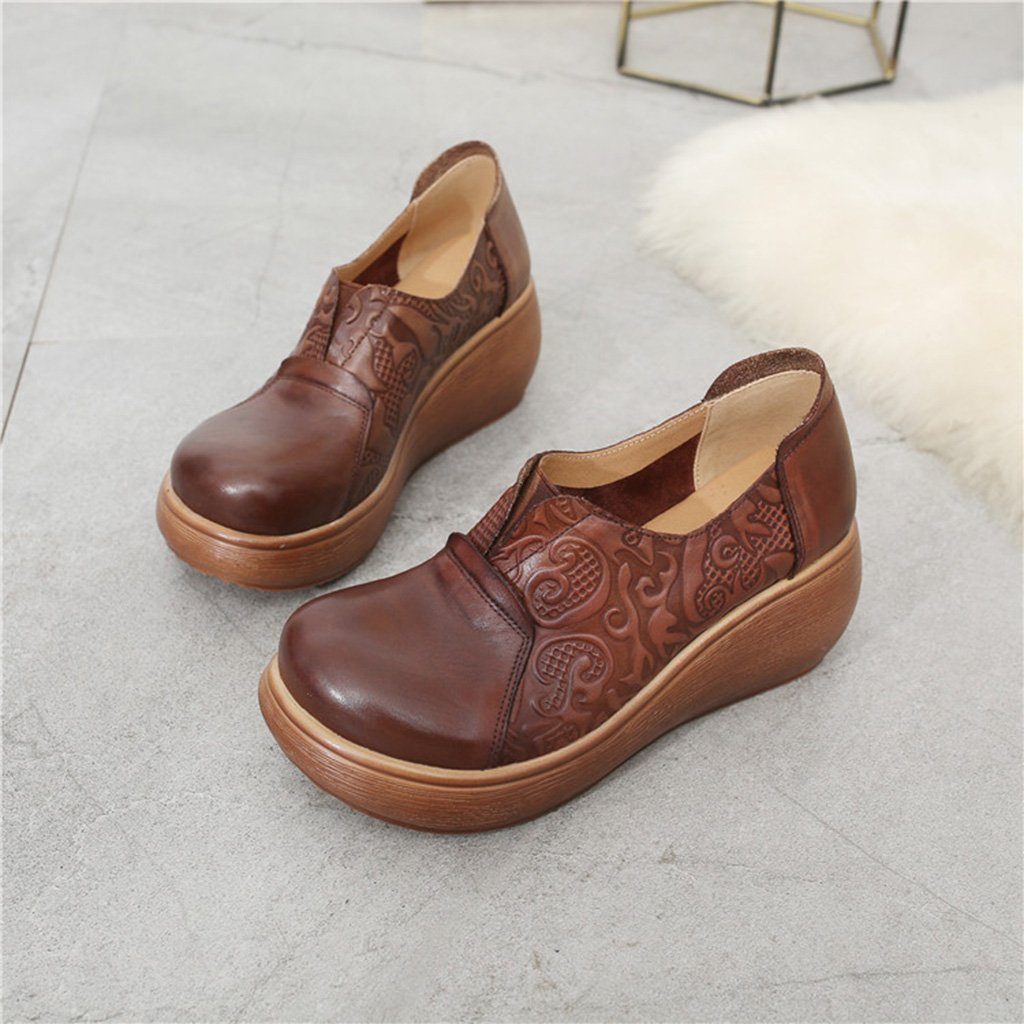 Retro Wedge Heel Printing Women's Shoes