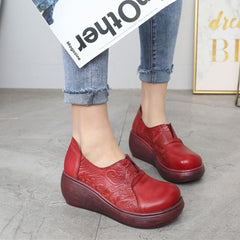 Retro Wedge Heel Printing Women's Shoes