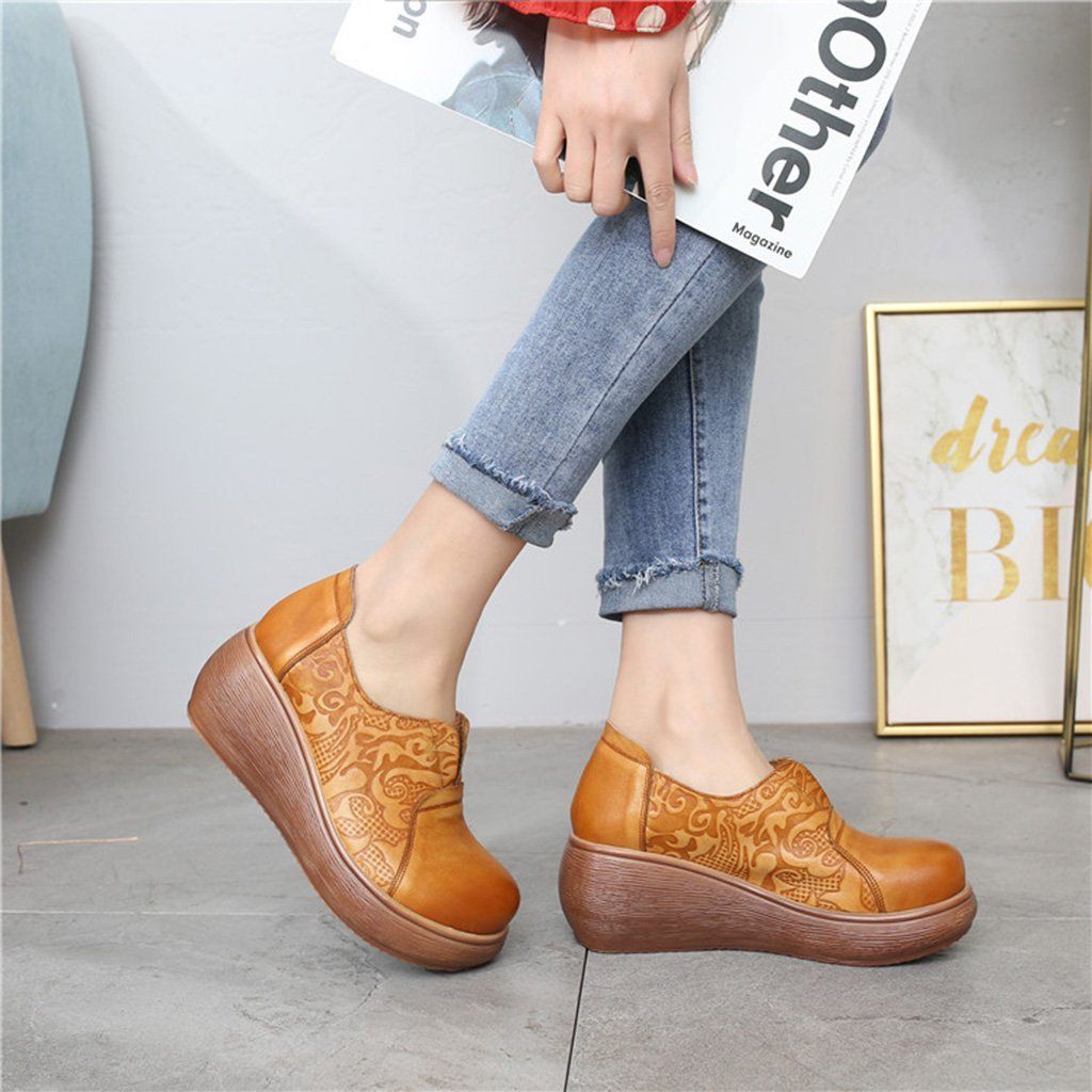 Retro Wedge Heel Printing Women's Shoes