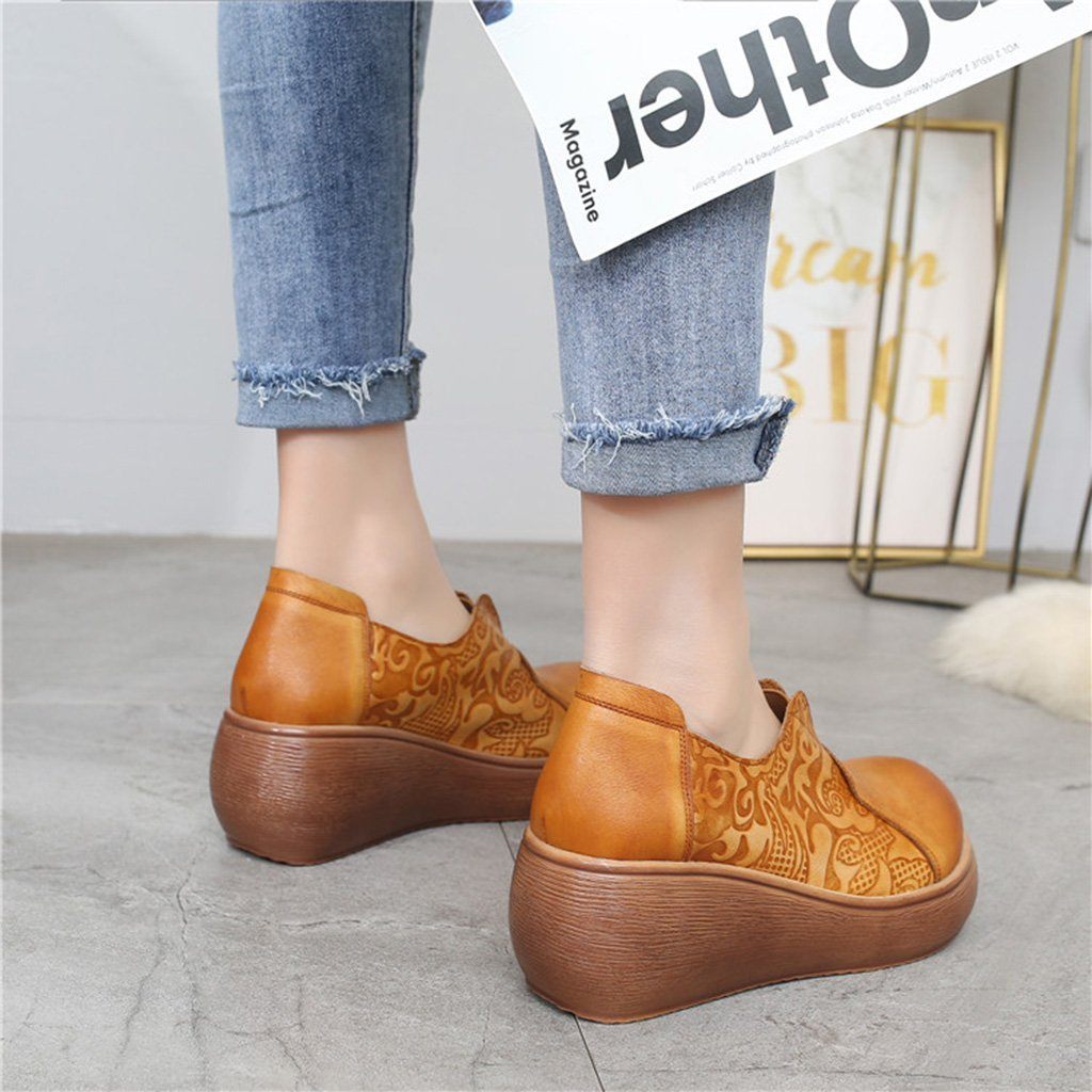 Retro Wedge Heel Printing Women's Shoes