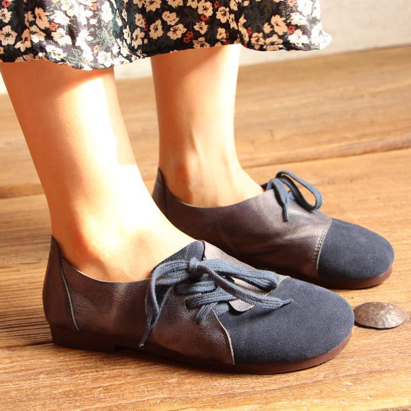 Retro Women's Shoes Leather Spring Casual Shoes