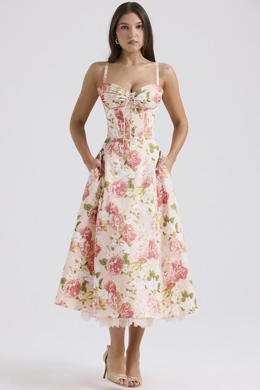 Rosalia Midi Sundress - Pink Peony