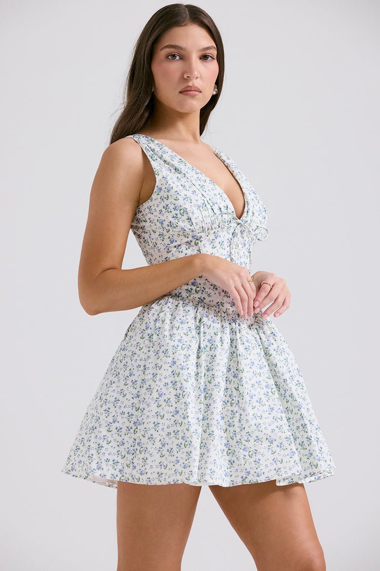 Sabrina Mini Sundress - White Bluebell