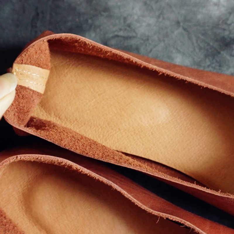 Simple Sewing Slip On Leather Solid Flat Casual Women Shoes