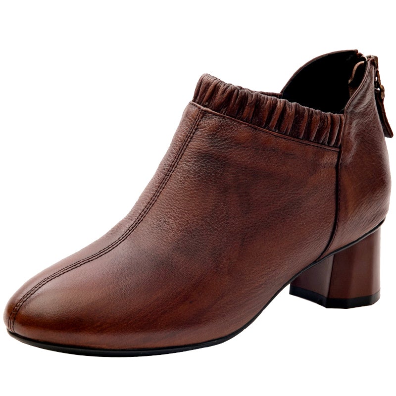 Spring Autumn Leather Retro Ankle Boots