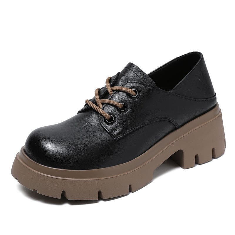 Spring Autumn Retro Soft Leather Wedge Casual Shoes